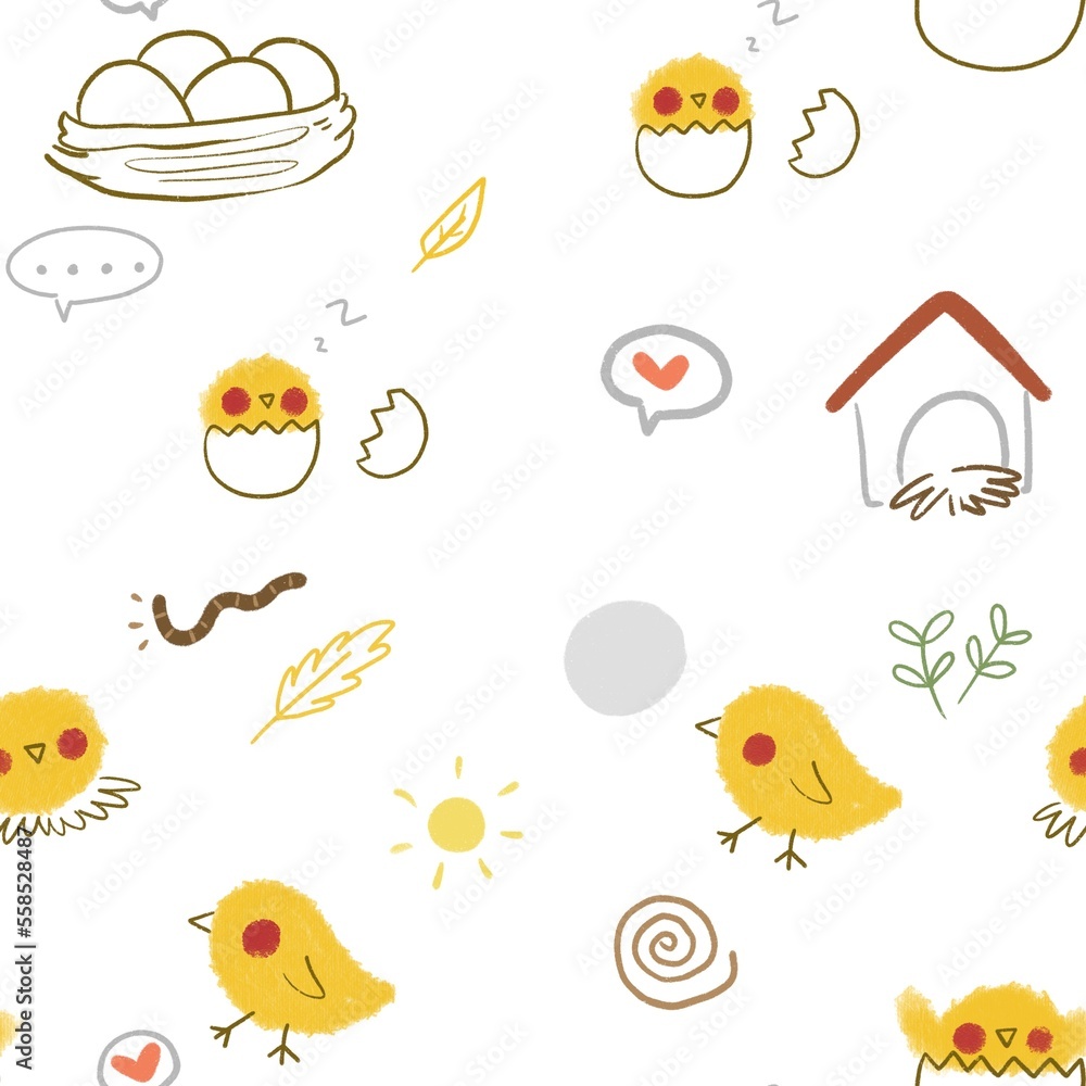 Cute chicken seamless pattern for children fabric