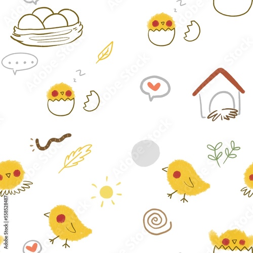 Cute chicken seamless pattern for children fabric