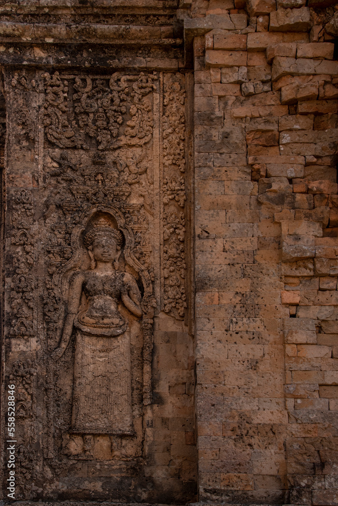 Apsara sculpture at Angkor wall, Cambodia