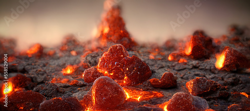 background of rocks and hot melted lava