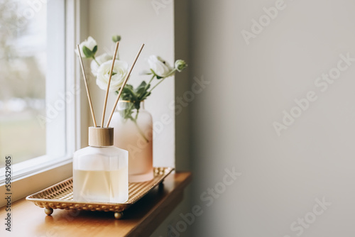 Air freshener perfume diffuser near the window photo
