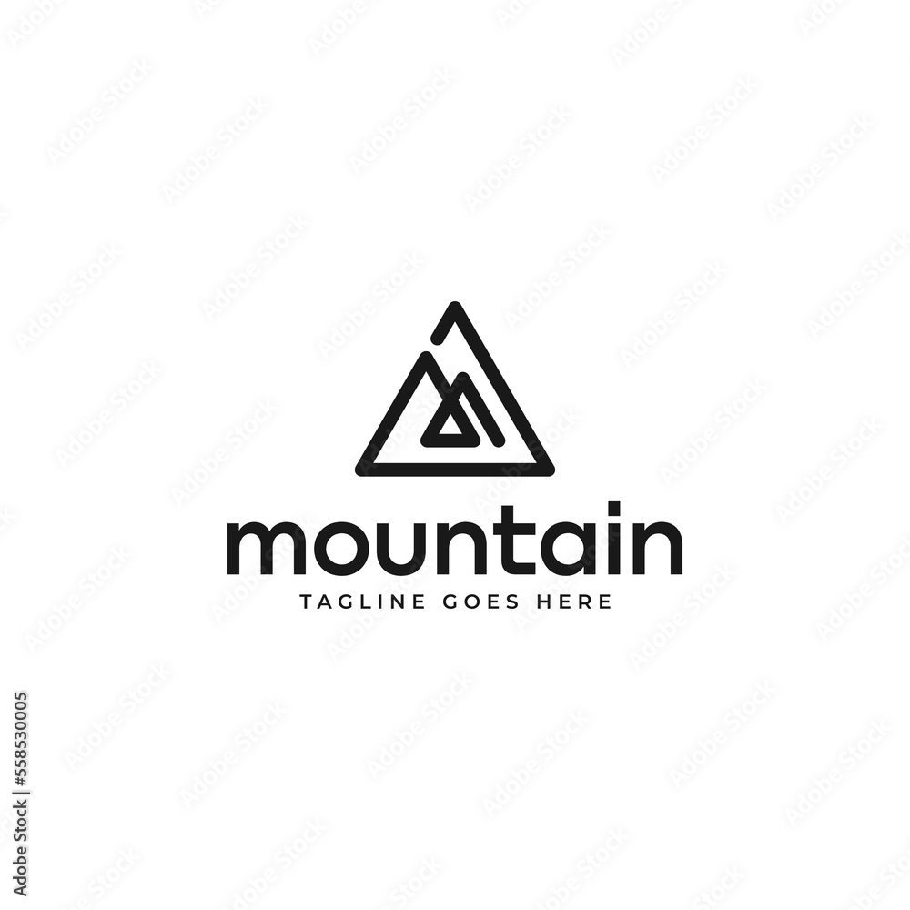 simple monoline logo of letter m and mountain simple monoline logo of letter m and mountain