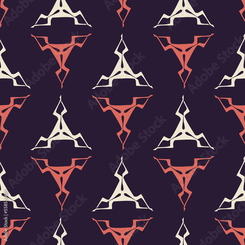 Seamless pattern with ethnic geometric elements.