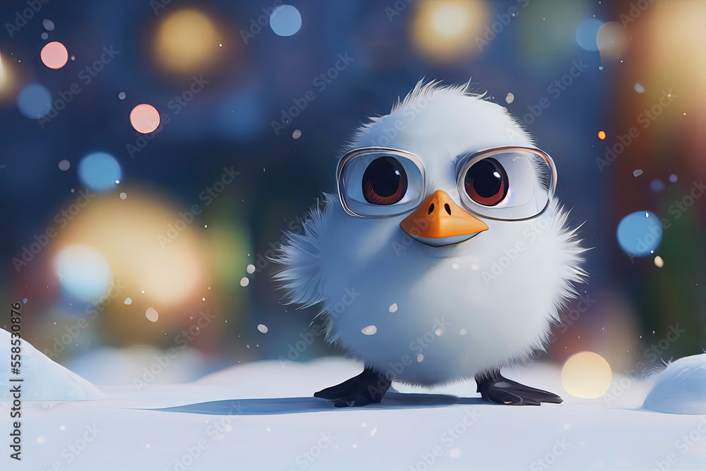 penguin christmas character, cute penguin in christmas scenery animated illustration. penguin christmas character, cute penguin in christmas scenery animated illustration.