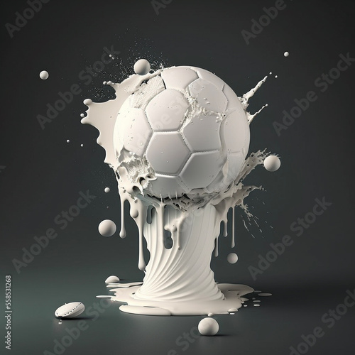 White abstract liquid paint splash football