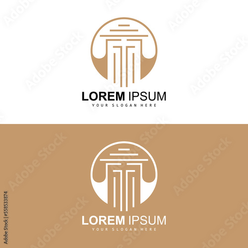 Pillar Logo, Law Design, Building Construction Pillar Vector, Product Brand Illustration Icon