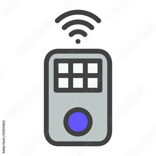 Isolated remote control in gray lineal color icon on white background. Wireless, iot