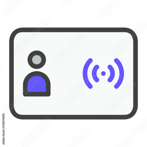 Isolated smart card in gray lineal color icon on white background. Key card, rfid, iot