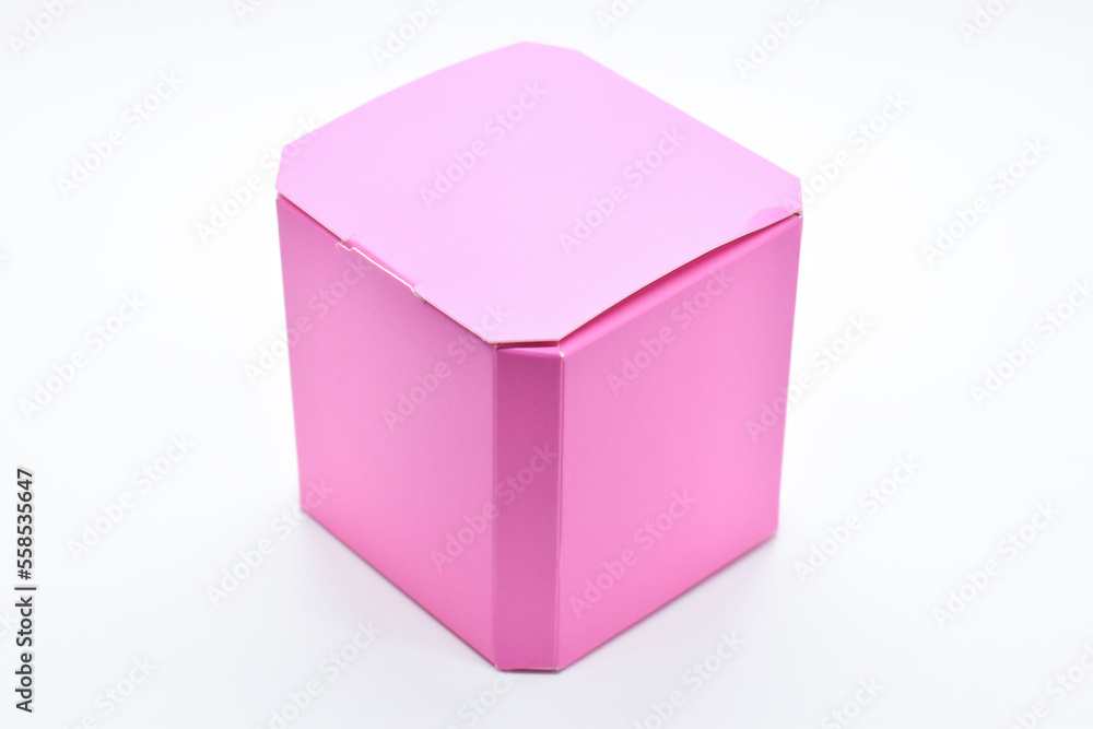 pink paper box on white background, package for design pink paper box on white background, package for design