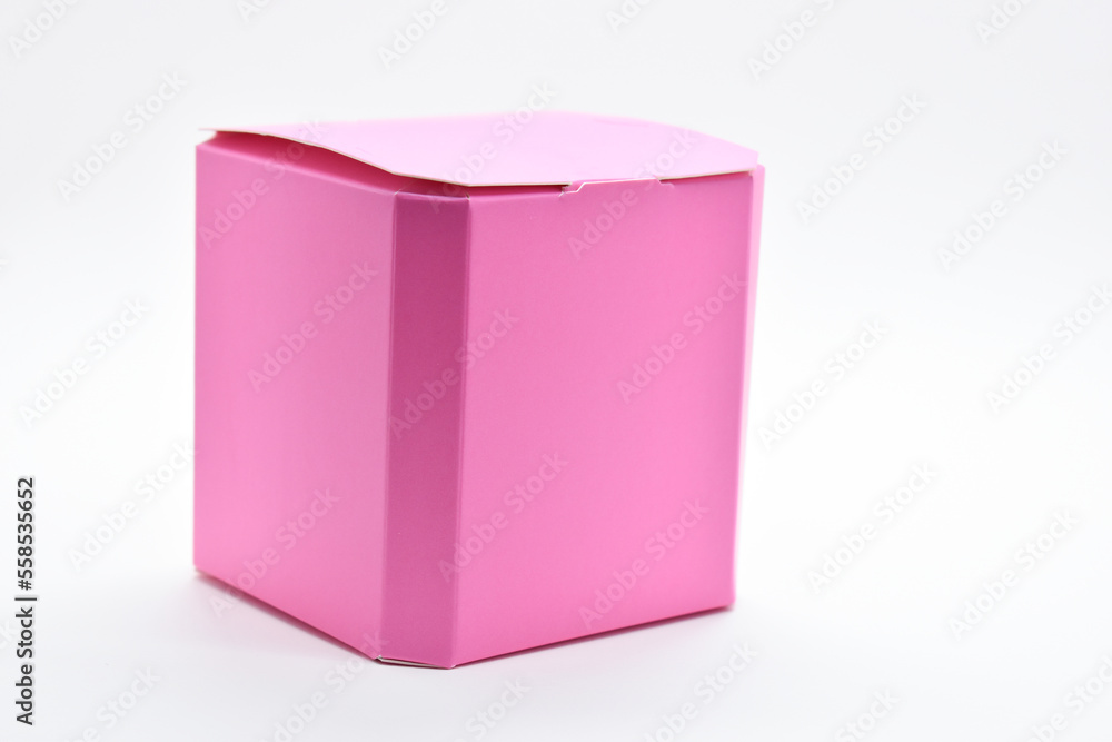 pink paper box on white background, package for design pink paper box on white background, package for design