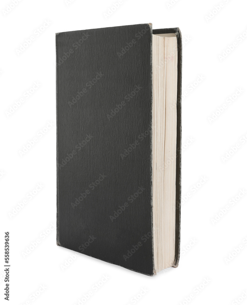 One old hardcover book isolated on white One old hardcover book isolated on white