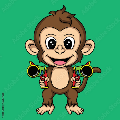 artwork illustration and t shirt design cute animal character design cool monkey with gun