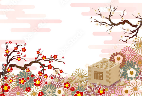 節分　豆まき　和柄　背景