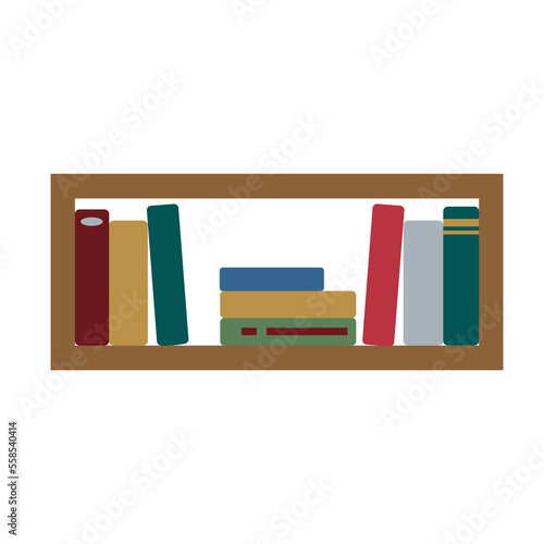 Simple flat wooden bookshelf , books 