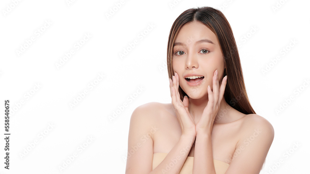 Beautiful young asian woman with clean fresh skin on white background, Face care, Facial treatment, Cosmetology, beauty and spa, Asian women portrait. Beautiful young asian woman with clean fresh skin on white background, Face care, Facial treatment, Cosmetology, beauty and spa, Asian women portrait.
