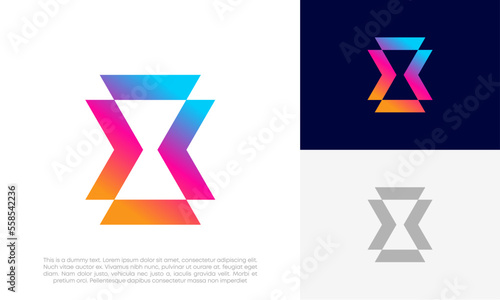 hourglass modern logo design vector