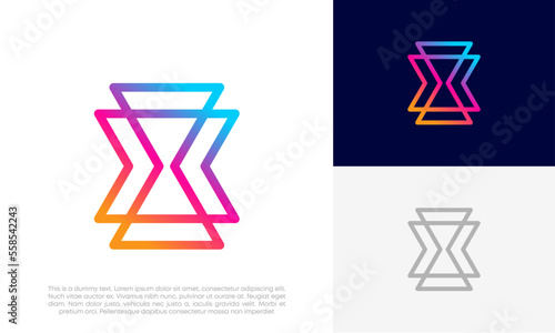 hourglass modern logo design vector
