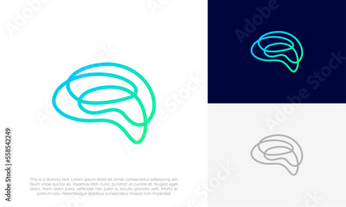 brain simple line logo design vector