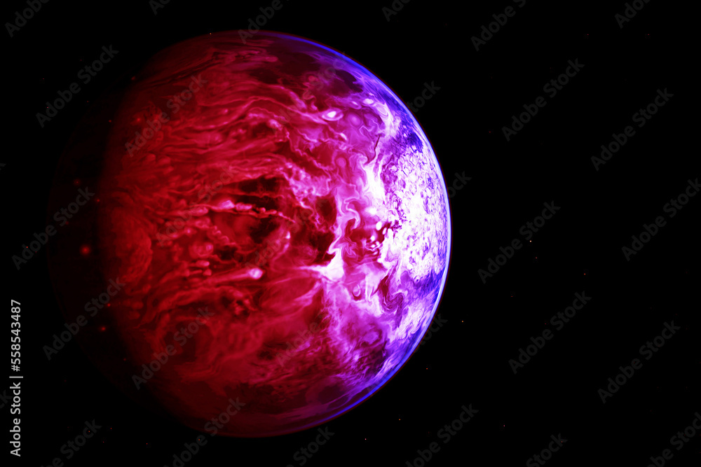 Fototapeta premium Lava exoplanet on a dark background. Elements of this image furnished by NASA