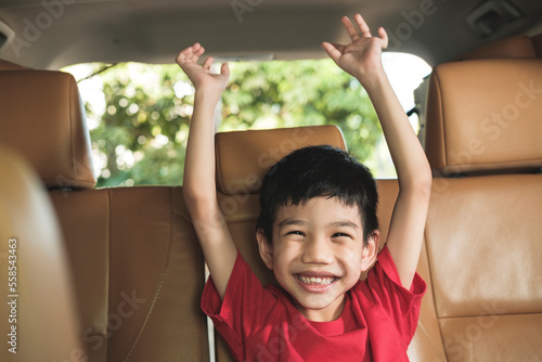Happiness Boy in Car.