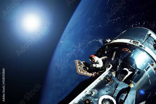 Spaceship to the moon. Elements of this image furnished by NASA