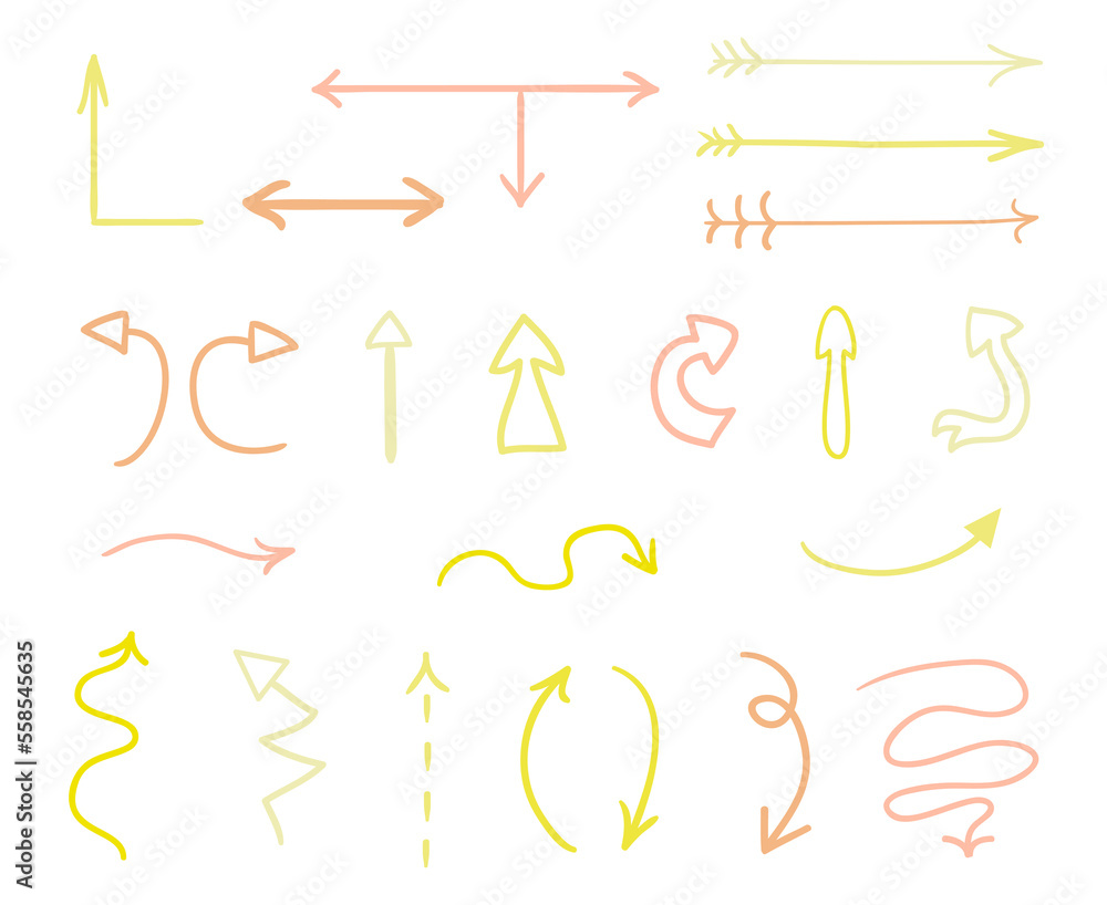 Hand drawn infographic elements on white. Abstract multicolored arrows. Line art. Colorful illustration. Doodles for artwork Hand drawn infographic elements on white. Abstract multicolored arrows. Line art. Colorful illustration. Doodles for artwork