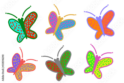 set of butterflies. illustration