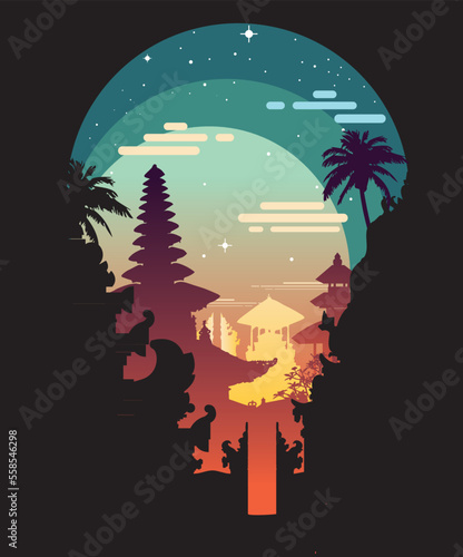 vector illustration of bali's temple
