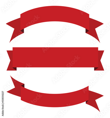Collection of Blank Ribbon Banner in Red Colors.