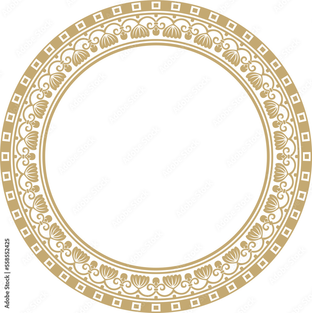Vector gold round ornament ring of ancient Greece. Classic pattern frame border Roman Empire.. Vector gold round ornament ring of ancient Greece. Classic pattern frame border Roman Empire..