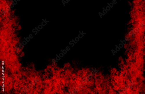 Red Fire smoke in black background 