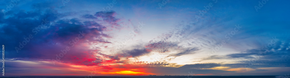 A wonderful dawn above the clouds. Natural background