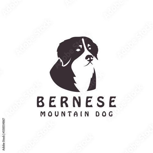 isolated face of bernese mountain dog, retro, pet shop, pets, logo for brand, shop, sticker, t-shirt, design vector illustration