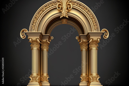 Canvas Print columns and a golden luxury classic arch