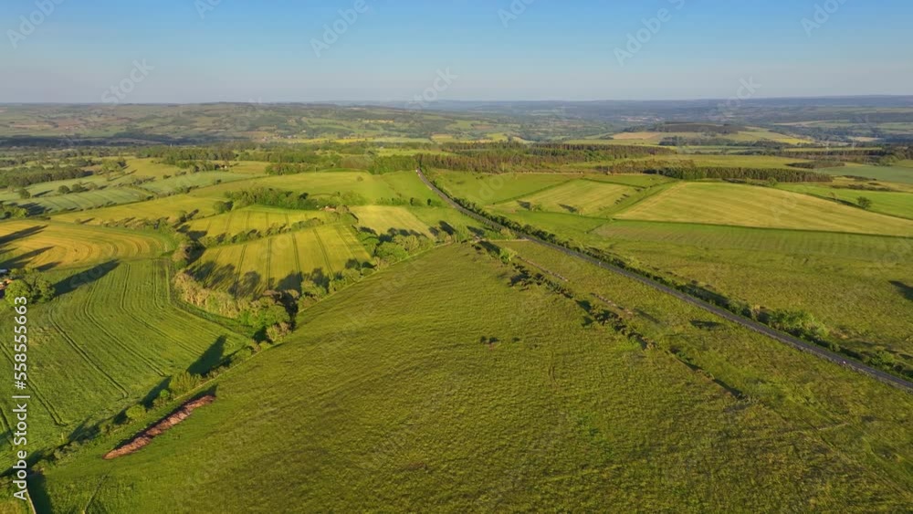 Black Carts Turret aerial view on Hadrian's Wall ruin near village of Chollerford in town of Hexham in England, UK. 