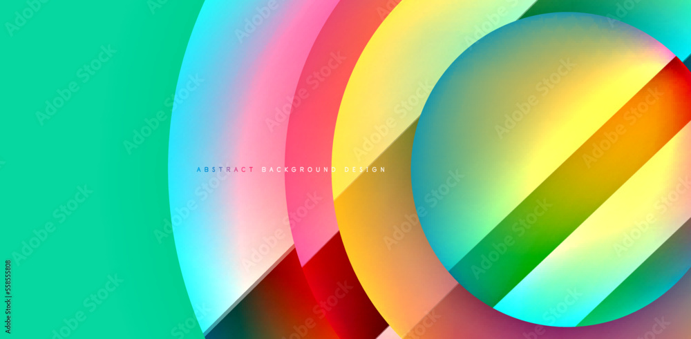 Colorful shiny and glossy circles abstract composition with light and shadow effects, geometric vector abstract background Colorful shiny and glossy circles abstract composition with light and shadow effects, geometric vector abstract background