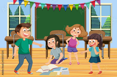 Kids bullying their friend at school