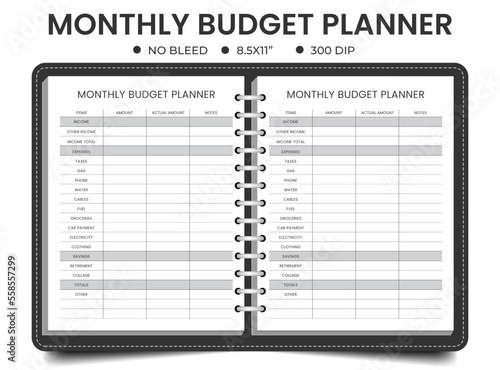 Monthly budget planners notebook kdp interior 