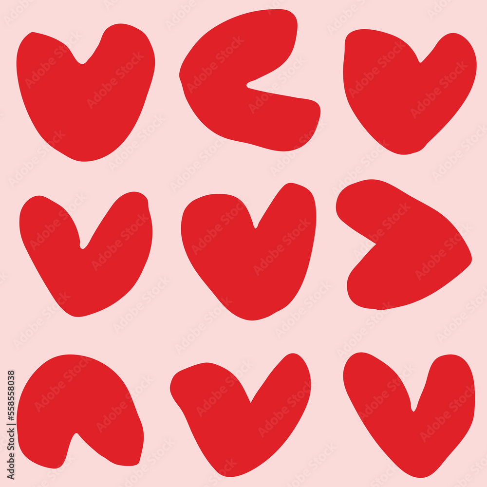 Simple cute red heart arrangement creating an illusion of a maze over pink background. Great for home decor, fabric, wallpaper, gift-wrap, stationery, and packaging design projects.
Simple cute red heart arrangement creating an illusion of a maze over pink background. Great for home decor, fabric, wallpaper, gift-wrap, stationery, and packaging design projects.
