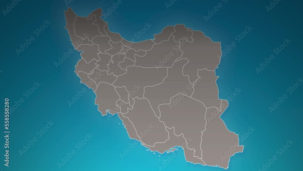 iran country map with zoom in Realistic Clouds Fly Through. camera zoom in sky effect on iran