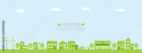 vector sustainable city illustration for background and decoration (green)