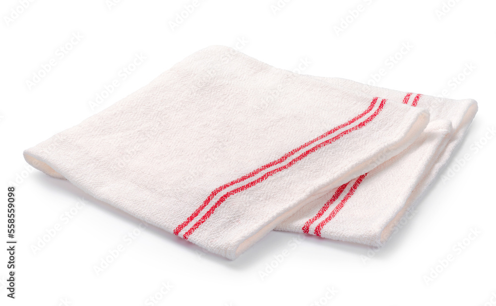 Table cloth kitchen isolated. White napkin on white background.