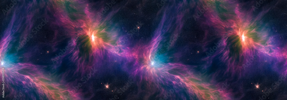 Fototapeta premium Nebula and galaxies in space. Abstract cosmos background