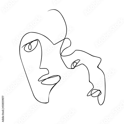 abstract continuous line art people face for web or print vector design element