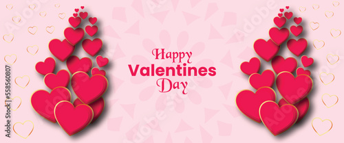 Modern hearts with greeting card for happy valentines day background design 11