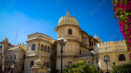 Udaipur, Rajasthan, India 1st January 2023: Udaipur City Palace Famous romantic luxury Rajasthan and Indian iconic tourist landmark. Majestic Interiors of City Palace made by Mewar dynasty Rajputs.