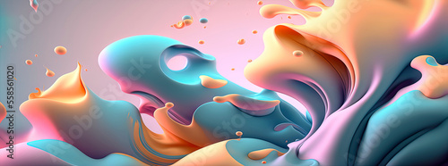 multi colored Abstract render. wallpaper. banner premium pastel color.