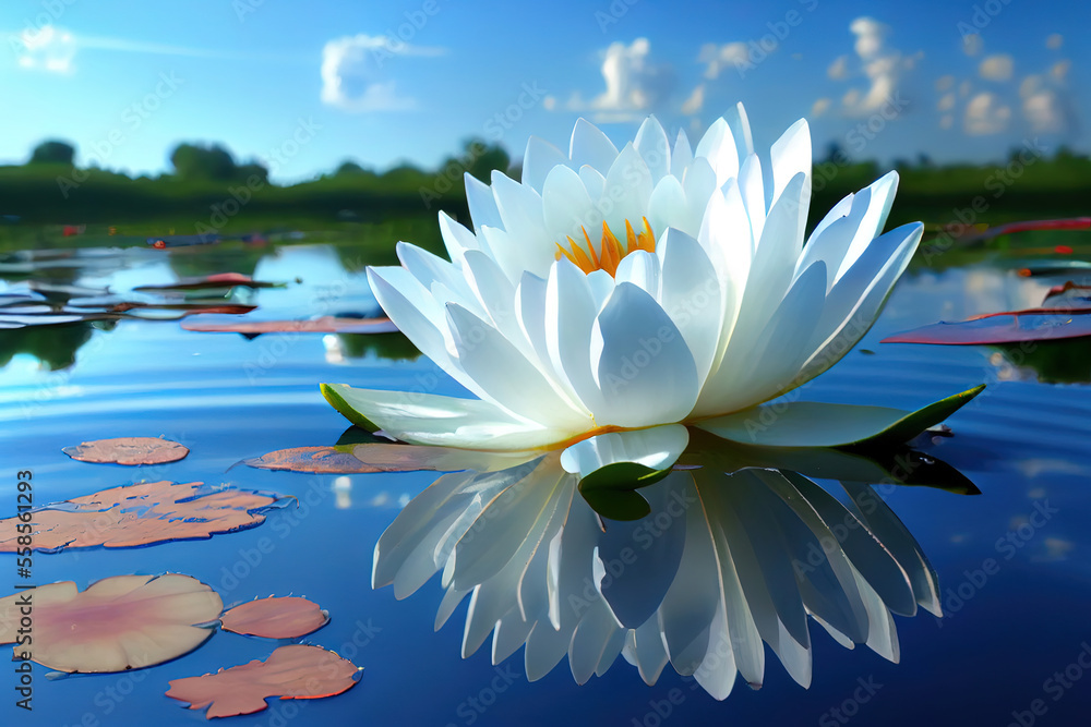 water lilie in the blue sky flower