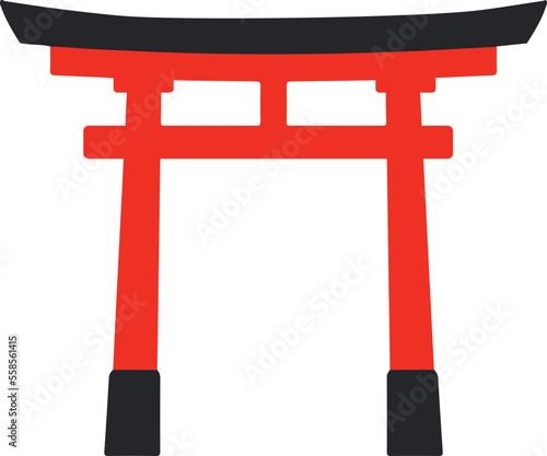 A Torii Gate Landmark of Shinto Shrine in Japan, vector illustration.