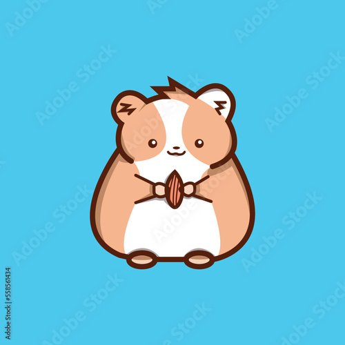 cute hamster and seed cartoon vector illustration